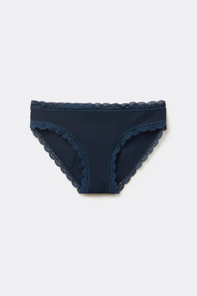 Intimissimi Bikini Panties Women Cotton And Lace Panties Blue 1467 8211 Intense Blue