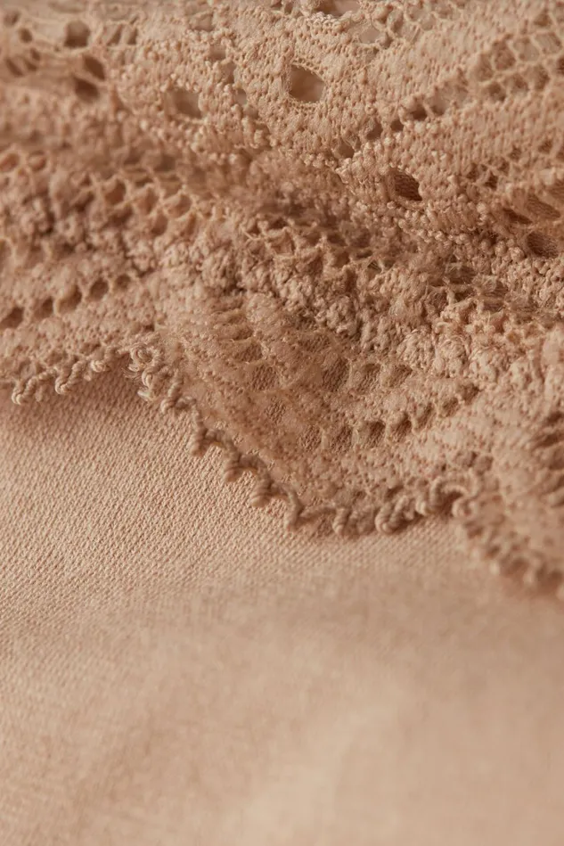 Intimissimi Bikini Panties Women Lace And Cotton High Rise Panties Natural 044 8211 Honey Soft Beige