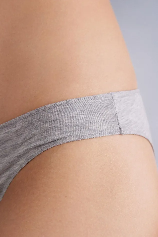 Intimissimi Bikini Panties Women Low Rise Cotton Panties Grey 031 8211 Light Heathered Grey