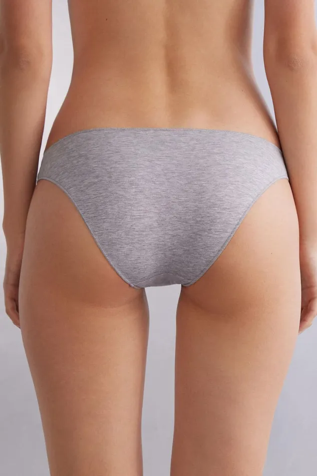 Intimissimi Bikini Panties Women Low Rise Cotton Panties Grey 031 8211 Light Heathered Grey