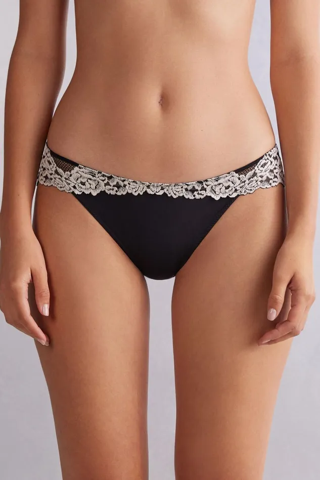 Intimissimi Bikini Panties Women Pretty Flowers Panties Multicolor 9887 8211 Blackivory