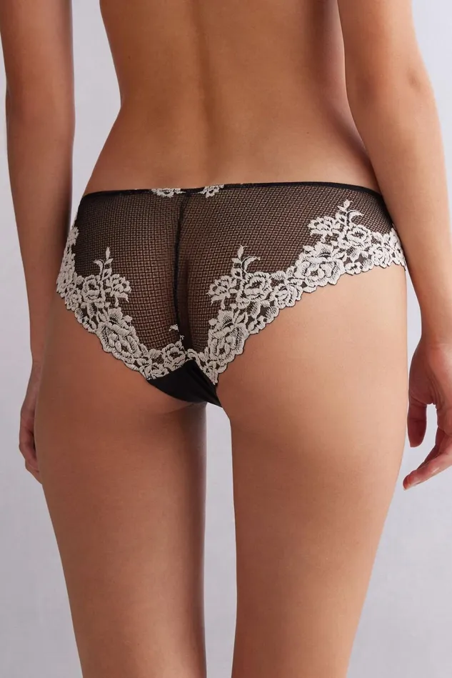 Intimissimi Bikini Panties Women Pretty Flowers Panties Multicolor 9887 8211 Blackivory