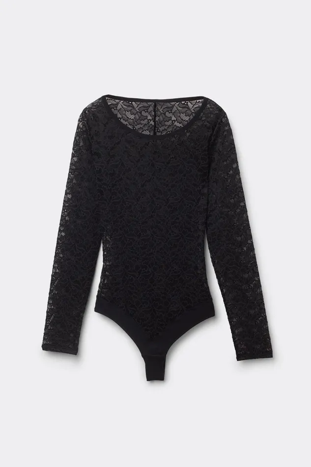 Intimissimi Bodysuits Women Delicate Pieces Long Sleeve Lace Bodysuit Black 019 8211 Black