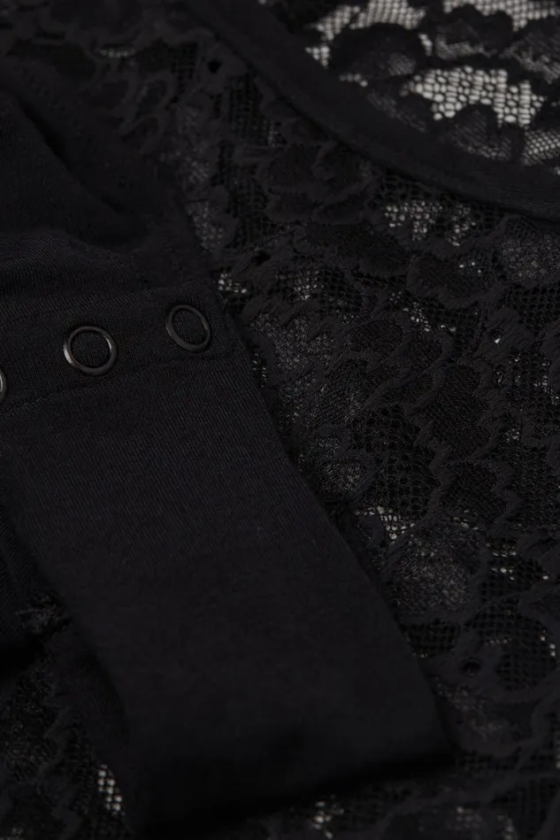 Intimissimi Bodysuits Women Delicate Pieces Long Sleeve Lace Bodysuit Black 019 8211 Black