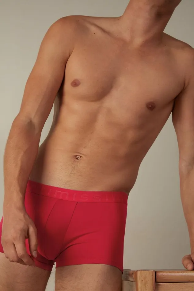 Intimissimi Boxers Men Microfiber Logo Boxer Shorts Red 887 8211 Rosso