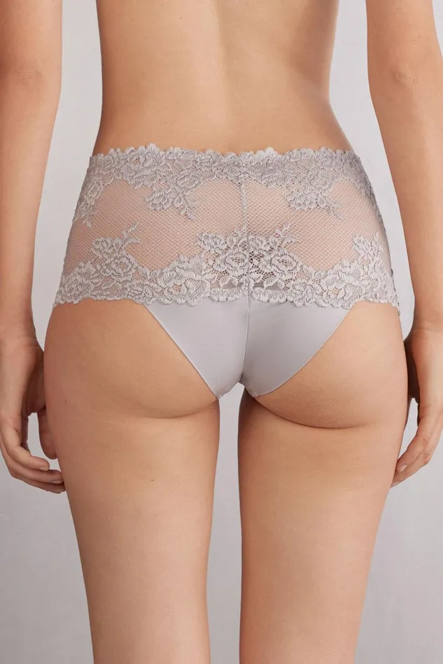 Intimissimi Boyshorts and Hipsters Women Pretty Flowers Hipster Brazilian Pale Grey 347j 8211 Ice Grey