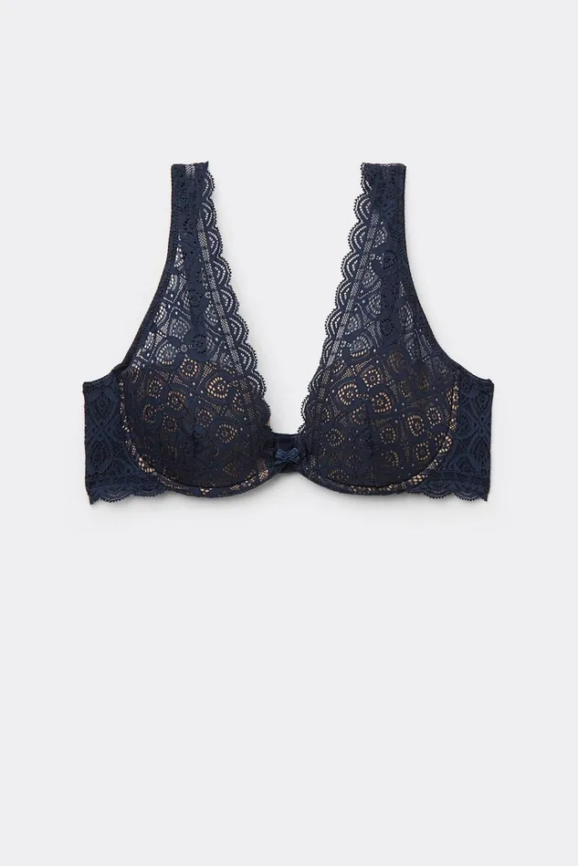Intimissimi Bralette Women Elena Balconette Bra In Lace Blue 1467 8211 Intense Blue