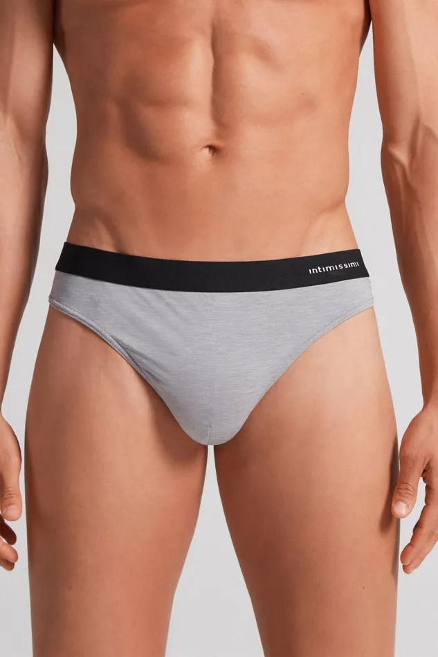 Intimissimi Briefs Men Logo Detailed Microfiber Thong Pale Grey 9958 8211 Light Grey Blend