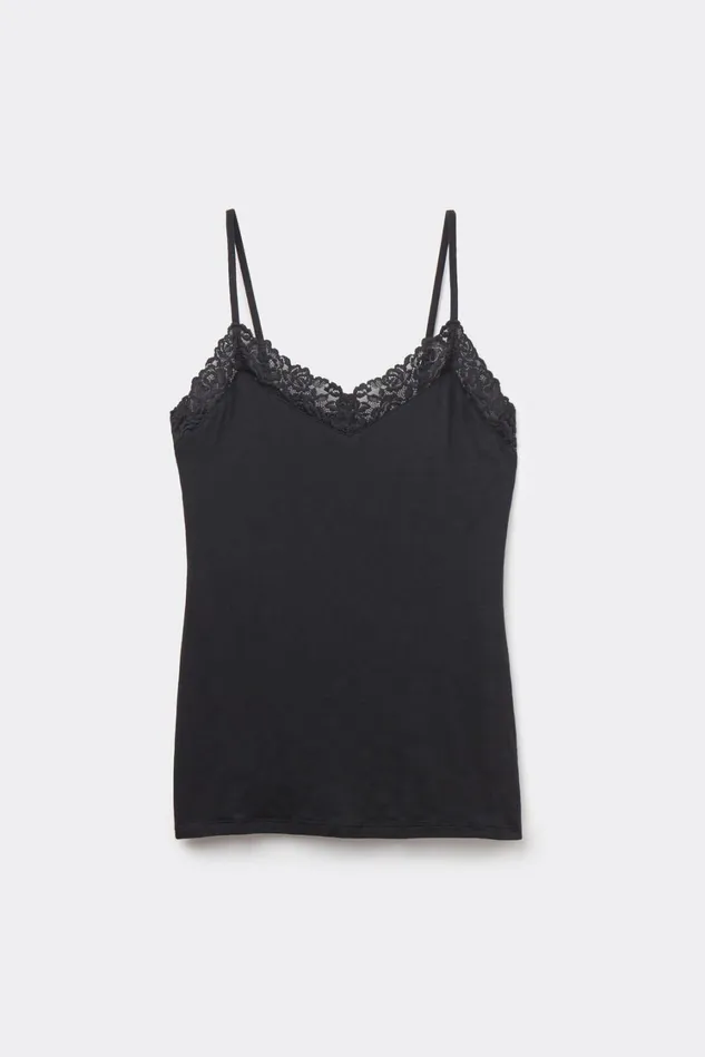 Intimissimi Camisoles Tank Tops Women Pretty Flowers Modal Top Black 019 8211 Black
