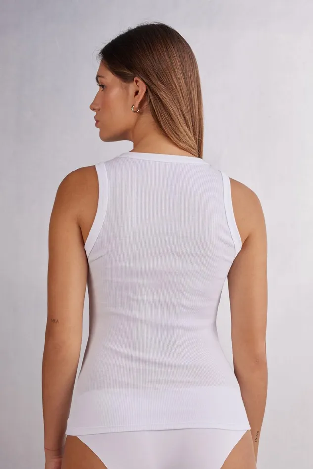 Intimissimi Camisoles Tank Tops Women Ribbed Tank Top In Superior Cotton White 001 8211 White