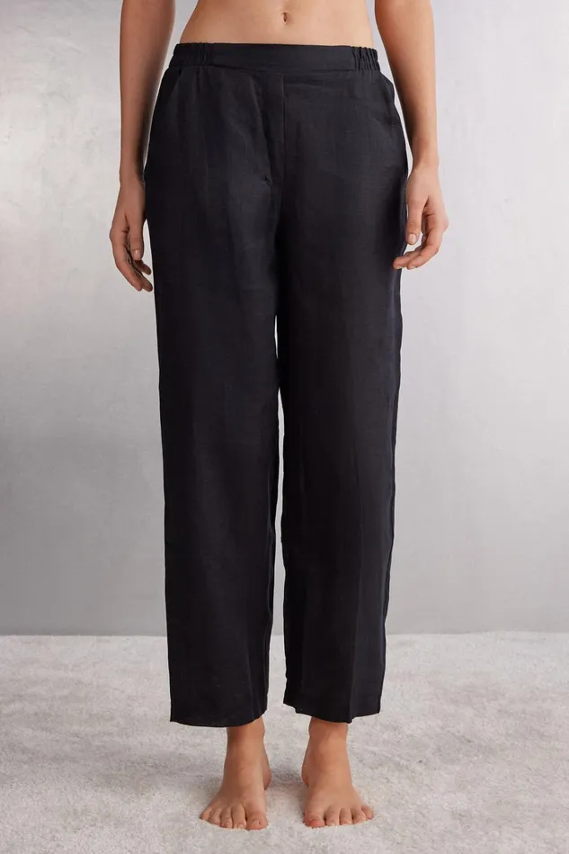 Intimissimi Leggings Pants Women Linen Cloth Pants Black 019 8211 Black