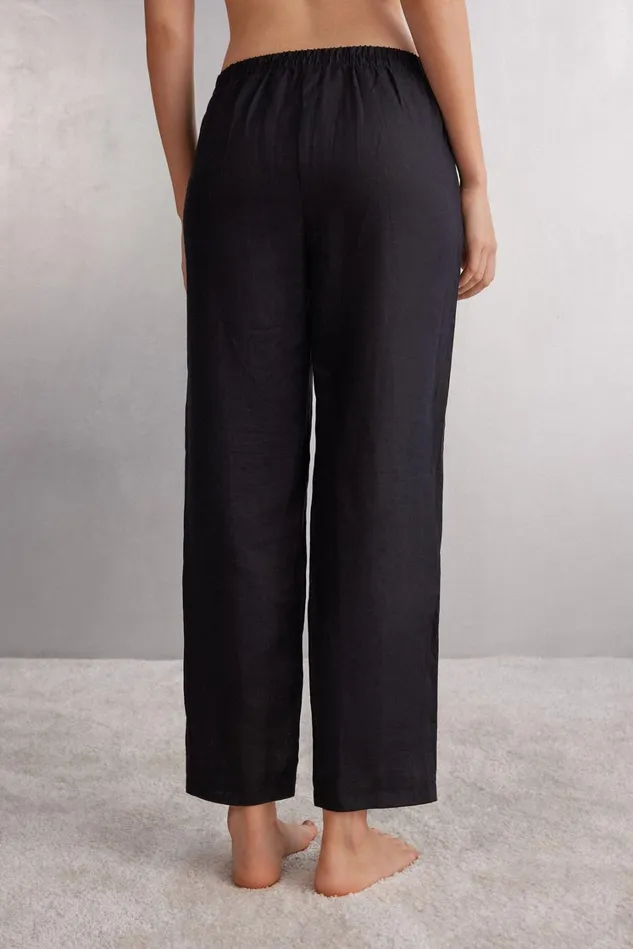 Intimissimi Leggings Pants Women Linen Cloth Pants Black 019 8211 Black