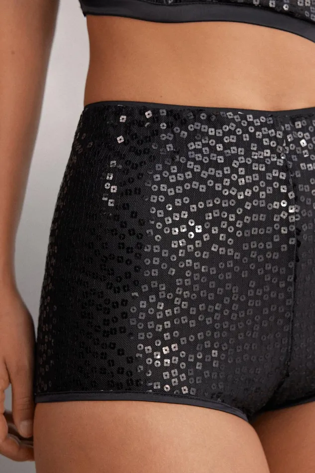 Intimissimi Leggings Pants Women See The Magic Sequin Hot Pants Black 019 8211 Black