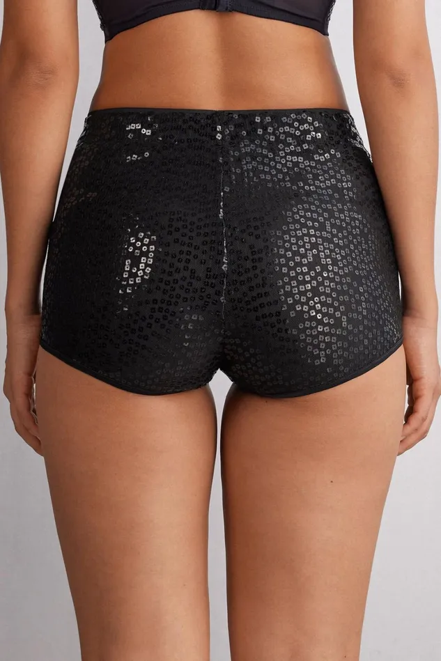 Intimissimi Leggings Pants Women See The Magic Sequin Hot Pants Black 019 8211 Black