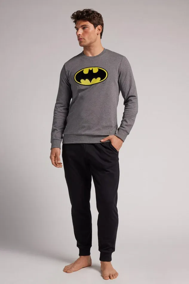 Intimissimi Long Pajamas Men Dc Comics Batman Full Length Pajamas In Cotton Dark Grey 5227 8211 Heathered Graphite Grey Intimissimi Long Pajamas Men Dc Comics Batman Full Length Pajamas In Cotton Dark Grey 5227 8211 Heathered Graphite Grey