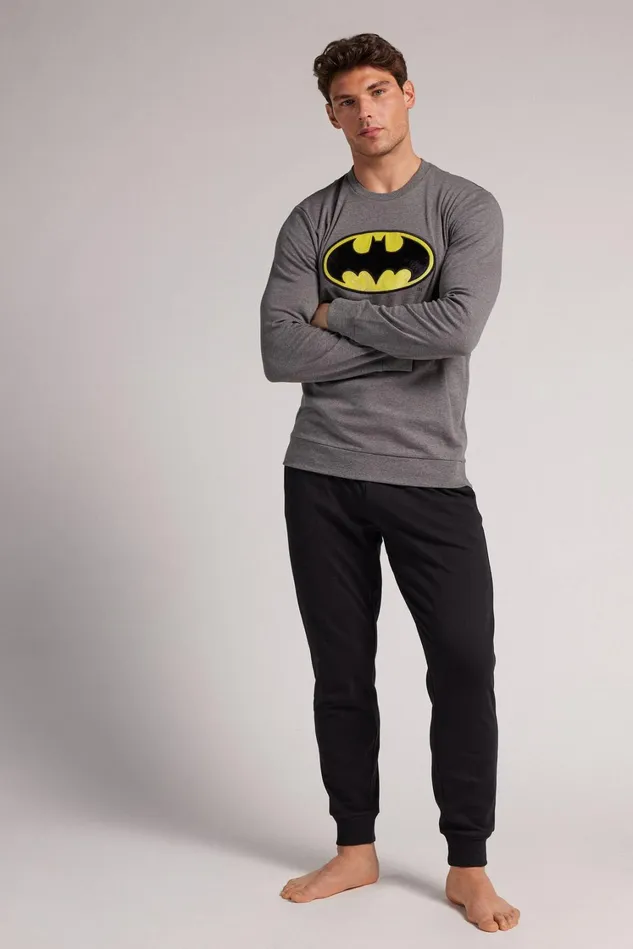 Intimissimi Long Pajamas Men Dc Comics Batman Full Length Pajamas In Cotton Dark Grey 5227 8211 Heathered Graphite Grey