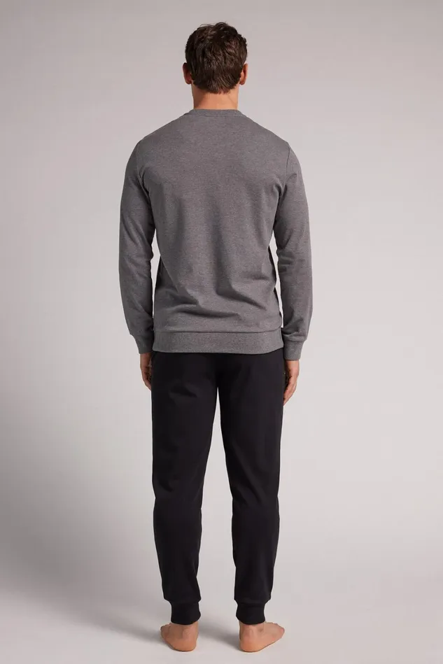 Intimissimi Long Pajamas Men Dc Comics Batman Full Length Pajamas In Cotton Dark Grey 5227 8211 Heathered Graphite Grey