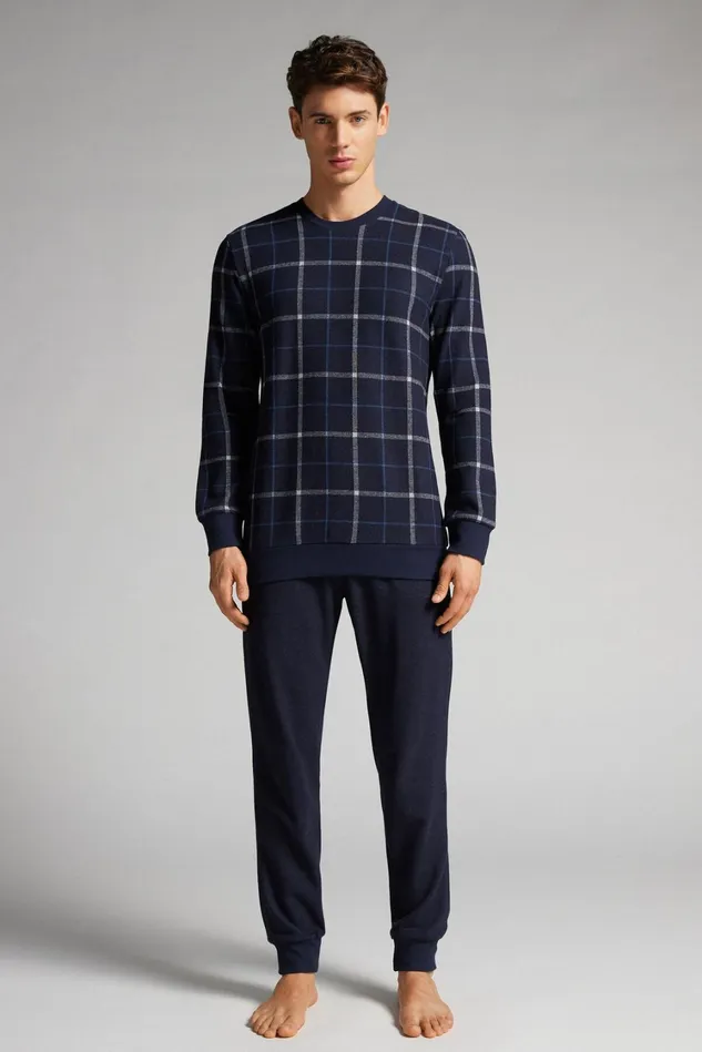 Intimissimi Long Pajamas Men Full Length Pajamas With Blue Check Top Blue 406j 8211 Check Bludenim Intimissimi Long Pajamas Men Full Length Pajamas With Blue Check Top Blue 406j 8211 Check Bludenim