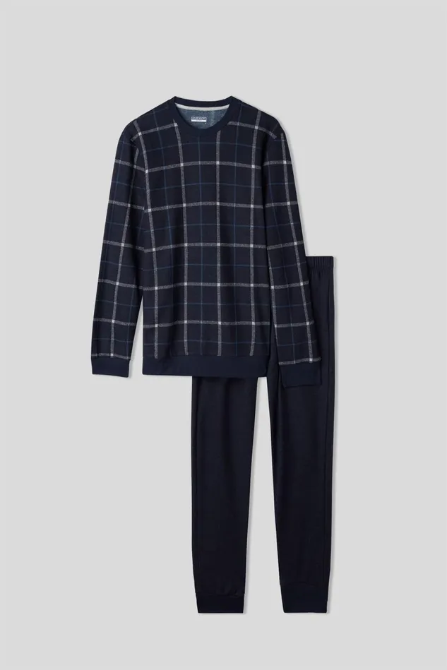 Intimissimi Long Pajamas Men Full Length Pajamas With Blue Check Top Blue 406j 8211 Check Bludenim