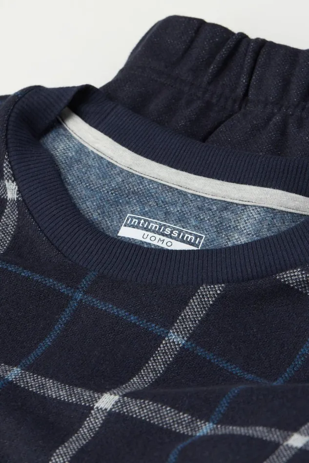 Intimissimi Long Pajamas Men Full Length Pajamas With Blue Check Top Blue 406j 8211 Check Bludenim