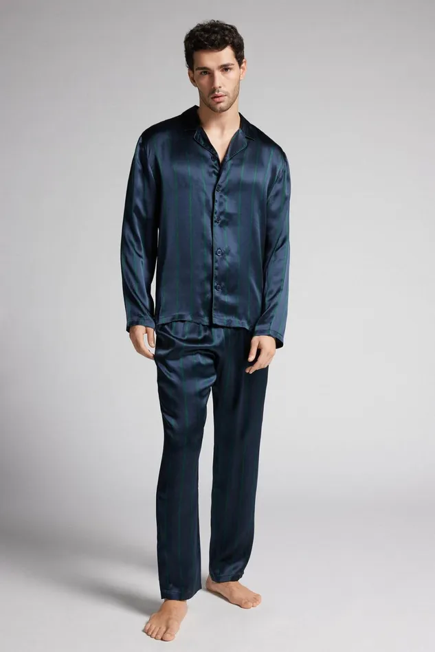 Intimissimi Long Pajamas Men Striped Silk Full Length Pajamas Dark Grey 356j 8211 Riga Blu Notteverde Intimissimi Long Pajamas Men Striped Silk Full Length Pajamas Dark Grey 356j 8211 Riga Blu Notteverde