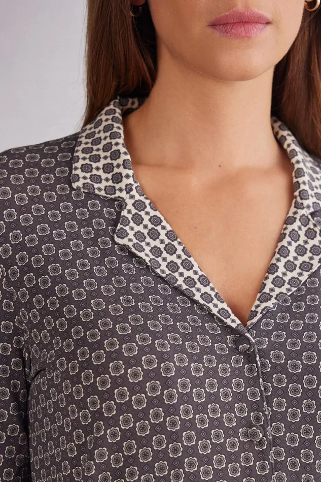 Intimissimi Long Pajamas Women Little Talks Button Up Long Sleeve Top Floral 780j 8211 Stampa Littlle Talks