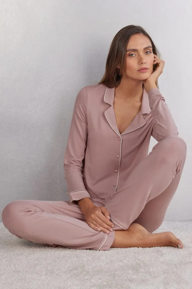 Intimissimi Long Pajamas Women LongSleeve Micromodal Pajama Top 011i 8211 Elegant Pink