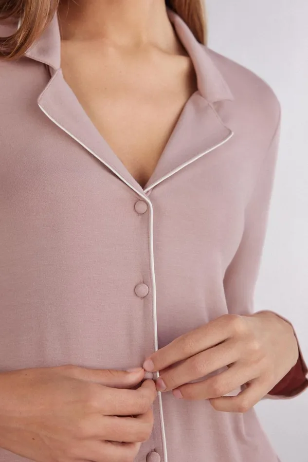 Intimissimi Long Pajamas Women LongSleeve Micromodal Pajama Top 011i 8211 Elegant Pink