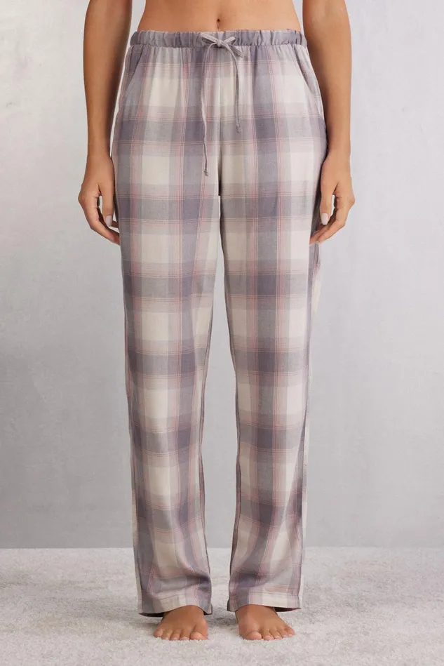 Intimissimi Long Pajamas Women Luxury Comfort Cloth Pants Grey 779j 8211 Tartan Grey