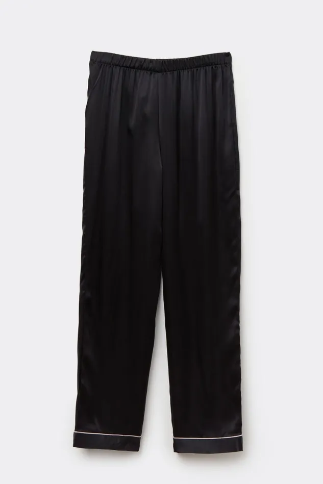 Intimissimi Long Pajamas Women Silk Satin Pajama Pants Black 019 8211 Black