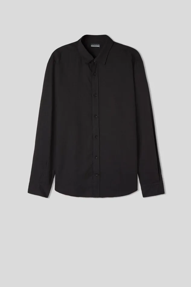 Intimissimi Long Sleeve Tops Men Linen And Cotton Shirt Black 019 8211 Black