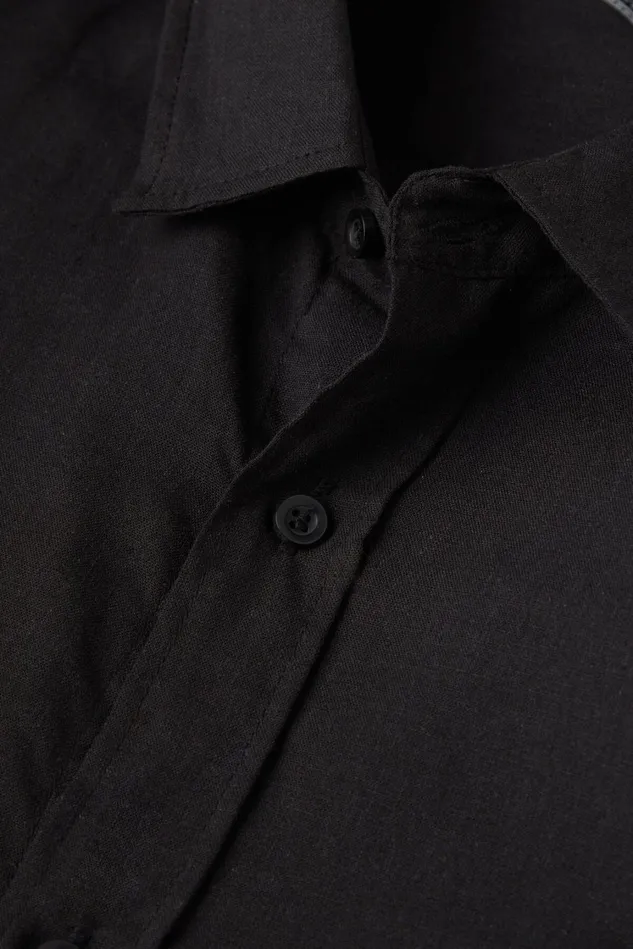 Intimissimi Long Sleeve Tops Men Linen And Cotton Shirt Black 019 8211 Black