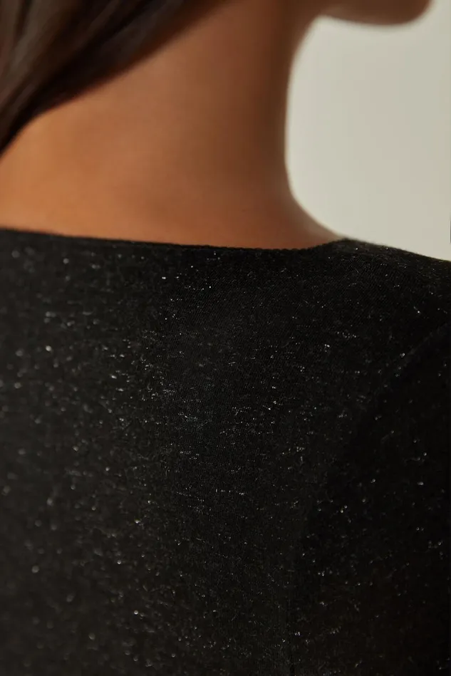 Intimissimi Long Sleeve Tops Women Crewneck Top In Modal Light With Cashmere Lam Black 5079 8211 Black Lameacute