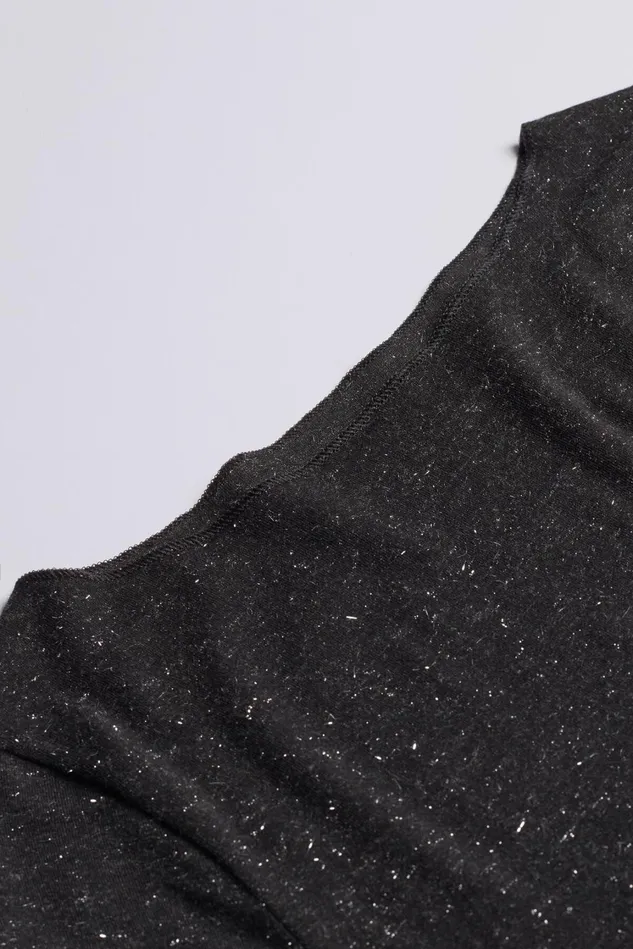 Intimissimi Long Sleeve Tops Women Crewneck Top In Modal Light With Cashmere Lam Black 5079 8211 Black Lameacute