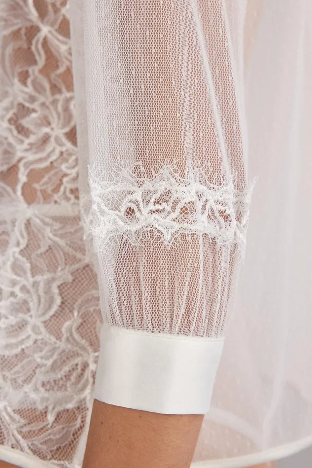 Intimissimi Long Sleeve Tops Women Her Beauty Lace And Tulle Long Sleeve Top Ivory 2127 8211 Talc White