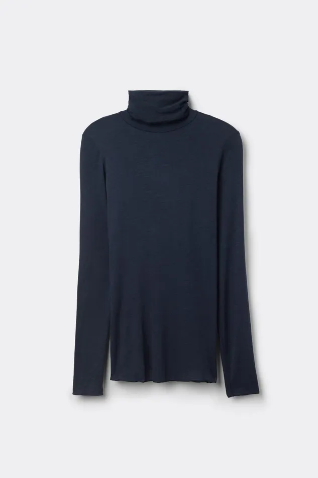 Intimissimi Long Sleeve Tops Women Modal Cashmere Ultralight HighNeck Top Blue 1467 8211 Intense Blue