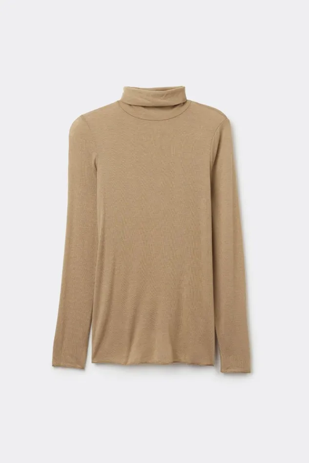 Intimissimi Long Sleeve Tops Women Modal Cashmere Ultralight HighNeck Top Brown 233i 8211 Toffee Brown