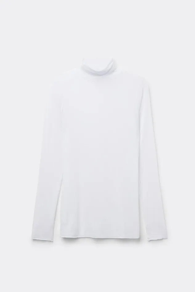 Intimissimi Long Sleeve Tops Women Modal Cashmere Ultralight HighNeck Top White 001 8211 White