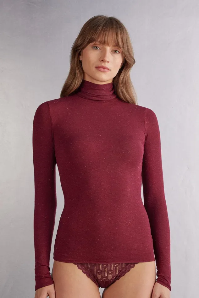 Intimissimi Long Sleeve Tops Women Turtleneck Top In Modal Light With Cashmere Lam Burgundy 786j 8211 Rosso Lamegrave Intimissimi Long Sleeve Tops Women Turtleneck Top In Modal Light With Cashmere Lam Burgundy 786j 8211 Rosso Lamegrave