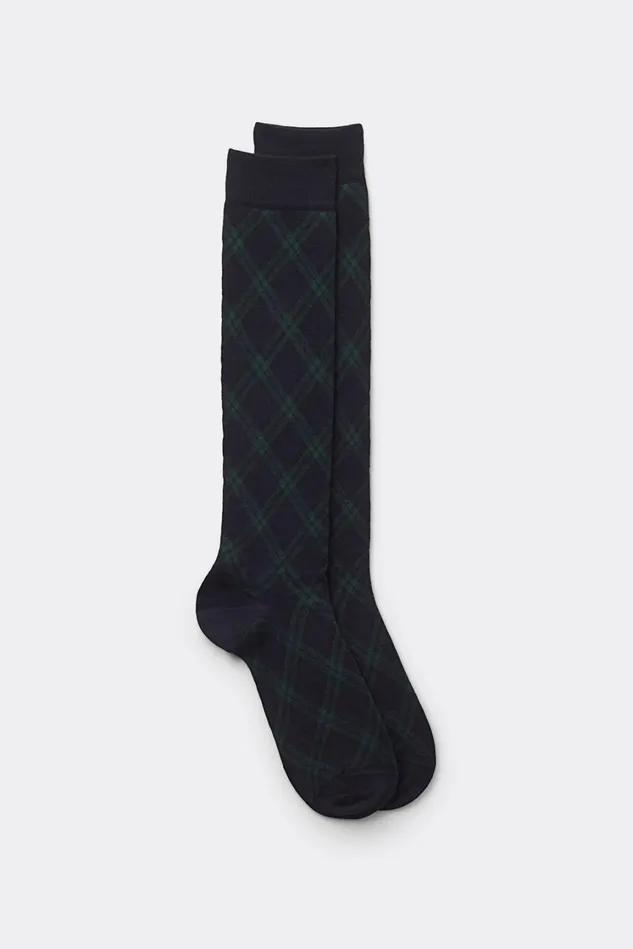 Intimissimi Long Socks Men Patterned Soft Cotton Knee Socks Multicolor 733j 8211 Check Blu Scuroverde