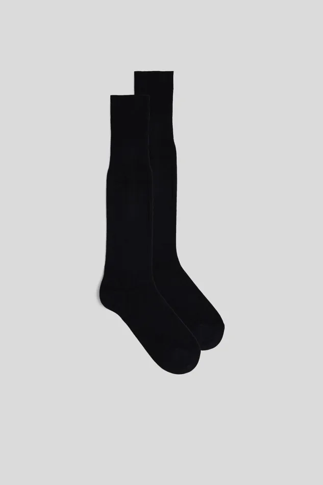 Intimissimi Long Socks Men Tall Warm Cotton Socks Black 019 8211 Black