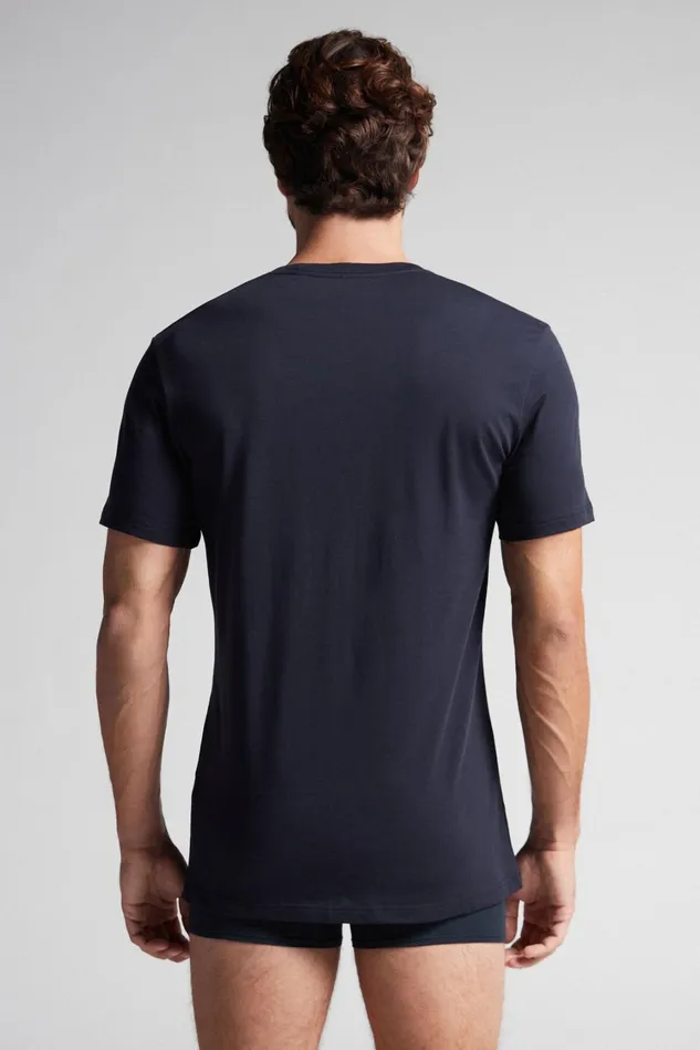 Intimissimi Pajama Separates Men Superior Cotton TShirt 800 8211 Blu Notte