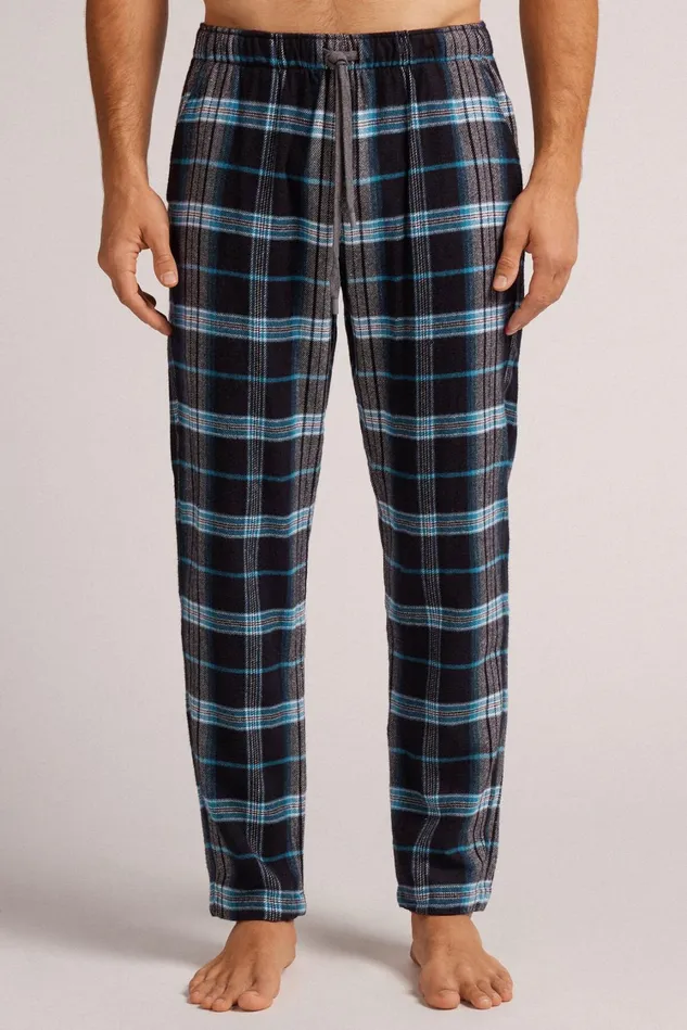 Intimissimi Pants Men Black And Light Blue Check Print Brushed Cotton Cloth Pants Black 737j 8211 Check Nero Celeste Intimissimi Pants Men Black And Light Blue Check Print Brushed Cotton Cloth Pants Black 737j 8211 Check Nero Celeste