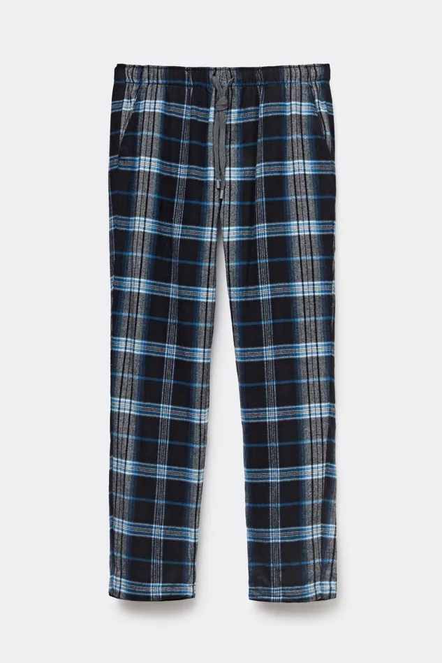 Intimissimi Pants Men Black And Light Blue Check Print Brushed Cotton Cloth Pants Black 737j 8211 Check Nero Celeste