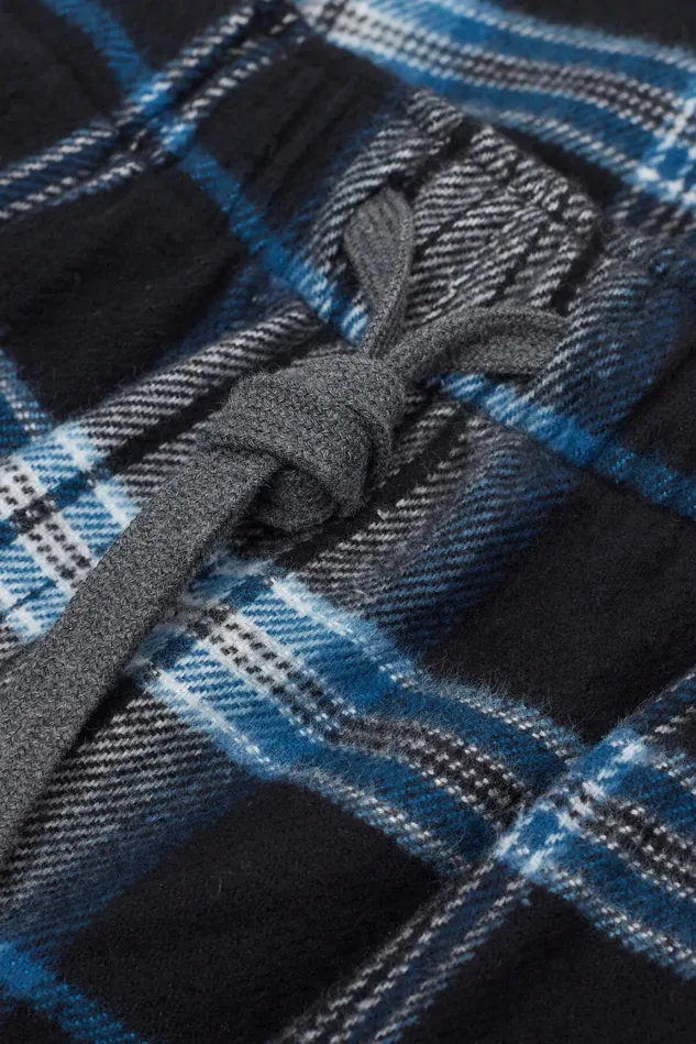 Intimissimi Pants Men Black And Light Blue Check Print Brushed Cotton Cloth Pants Black 737j 8211 Check Nero Celeste