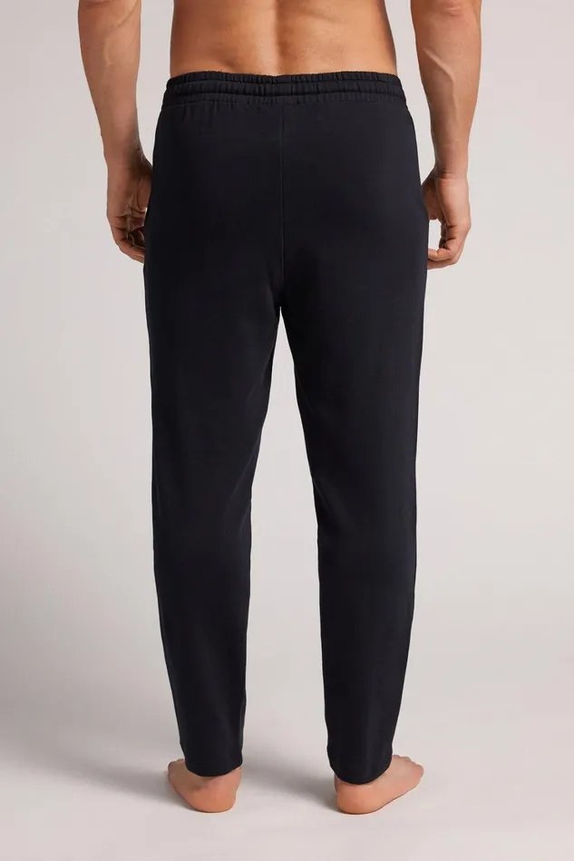 Intimissimi Pants Men Full Length Cotton Sweatpants With Rib Black 019 8211 Black