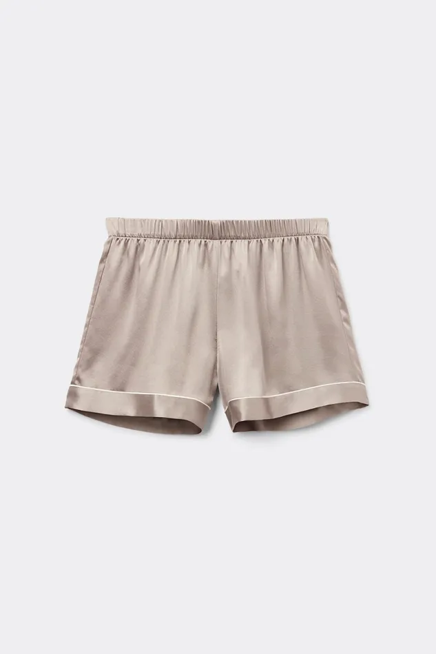 Intimissimi Short Pajamas Women Silk Shorts With Contrast Trim Natural 651i 8211 Powder Beige
