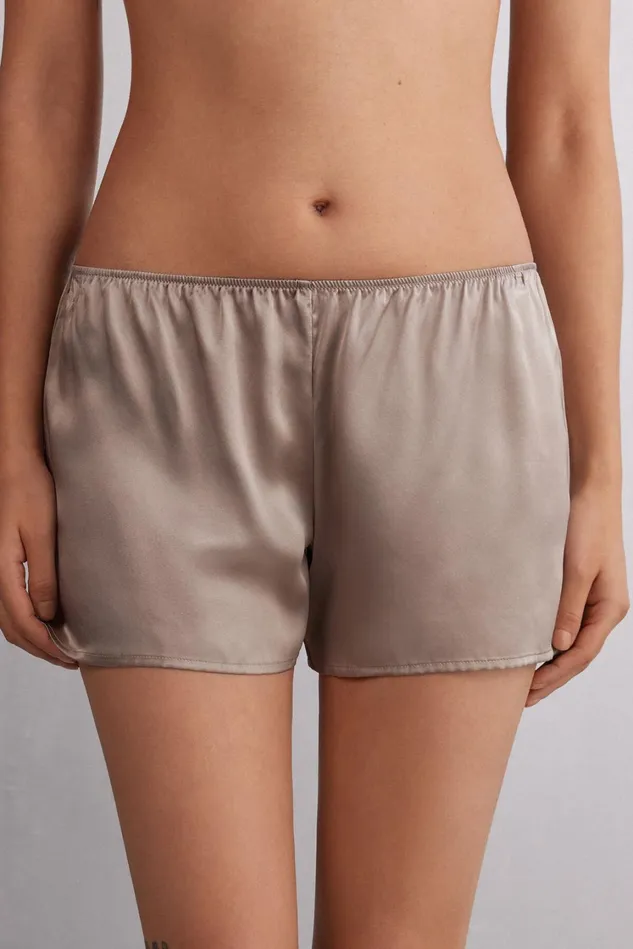 Intimissimi Short Pajamas Women Smooth SilkSatin Shorts Natural 651i 8211 Powder Beige