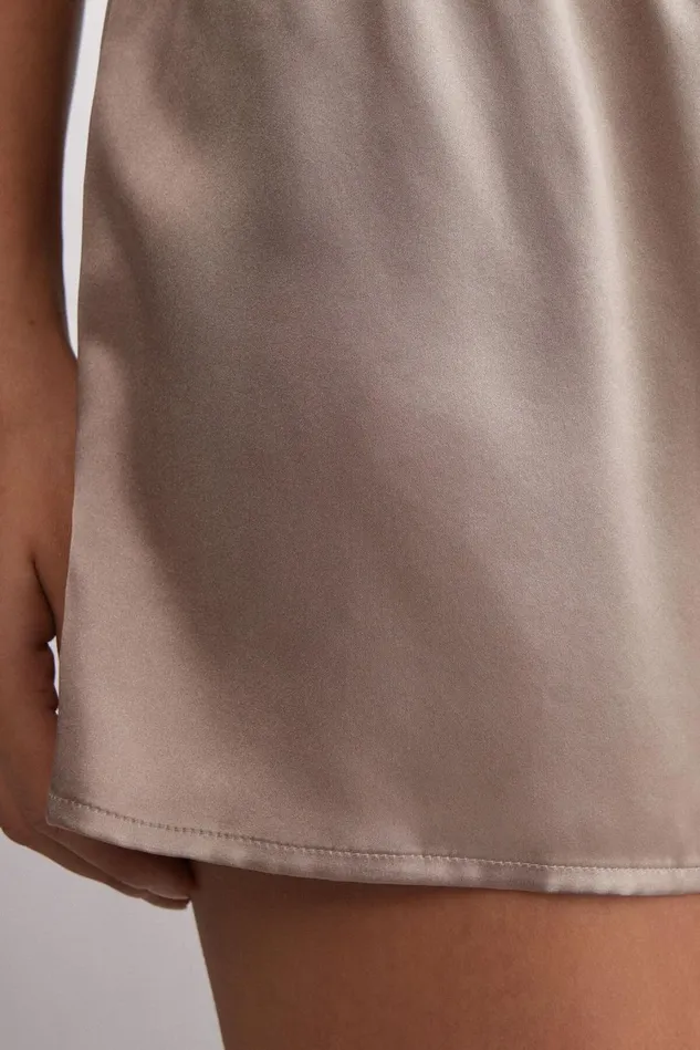Intimissimi Short Pajamas Women Smooth SilkSatin Shorts Natural 651i 8211 Powder Beige