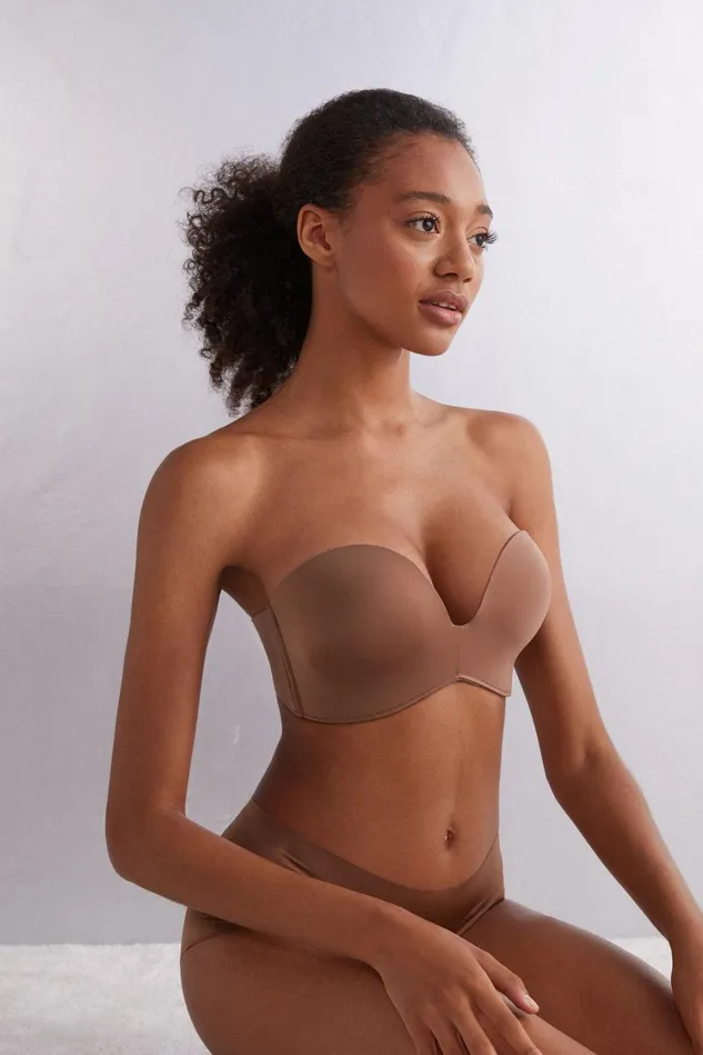 Intimissimi Strapless Bandeau Women Laura Bandeau Bra In Ultralight Microfiber Natural 502i 8211 Caramel